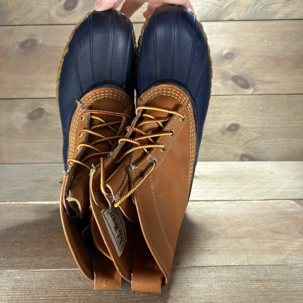 vintage ll bean duck boots womens size 9 shoes brown blue hunting winter rain